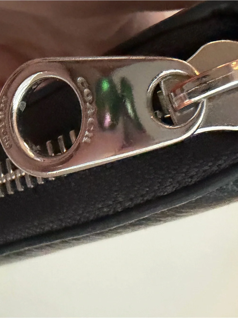 Coach Black Leather Zip Wallet with Silver Logo